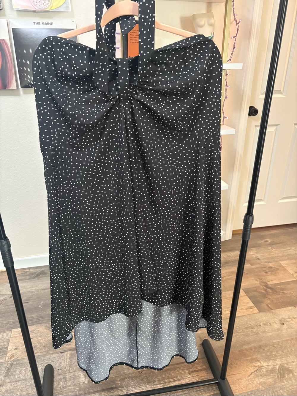 Black Polka Dot Midi Dress - Women